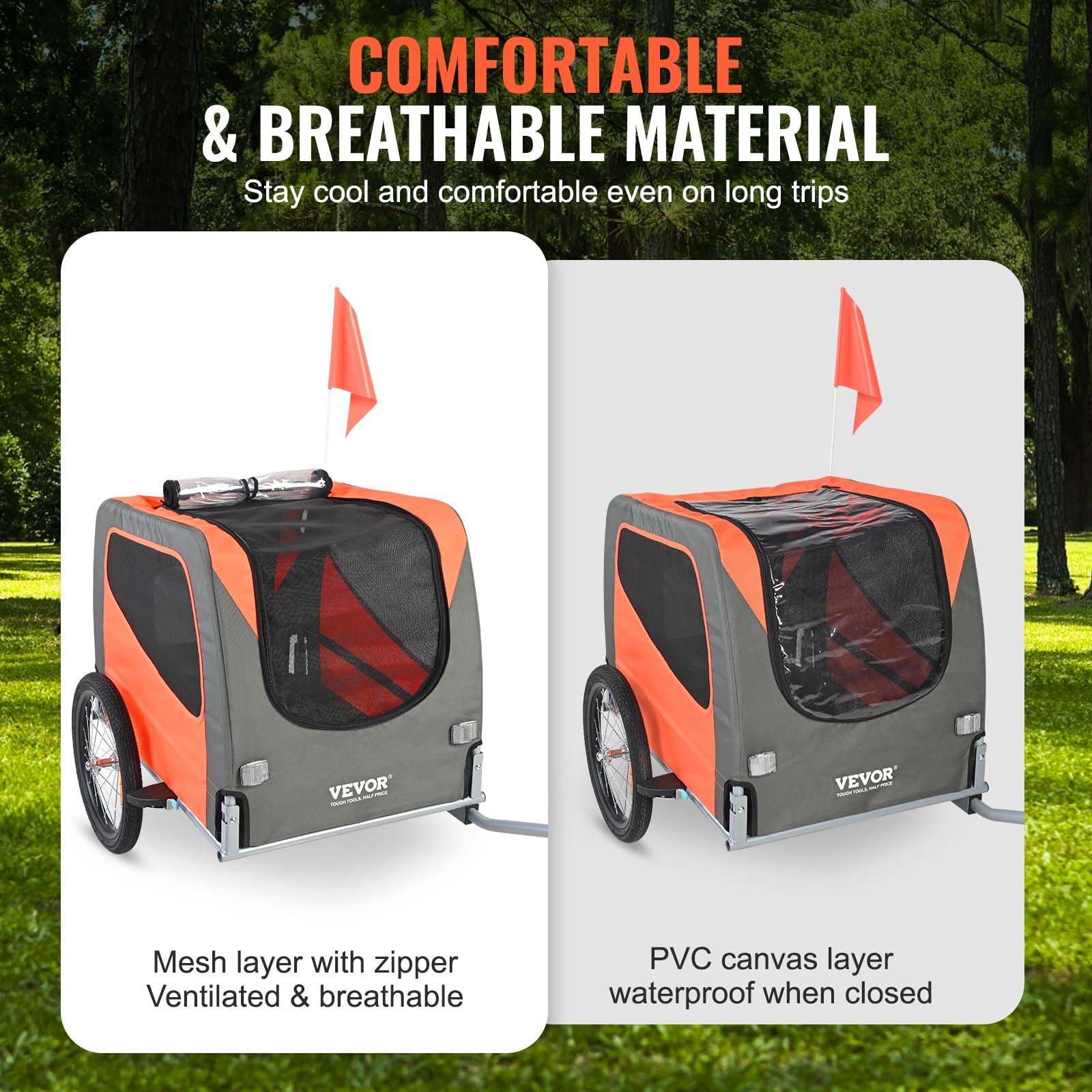 VEVOR Dog Bike Trailer quick-connect coupler for fast bike attachment