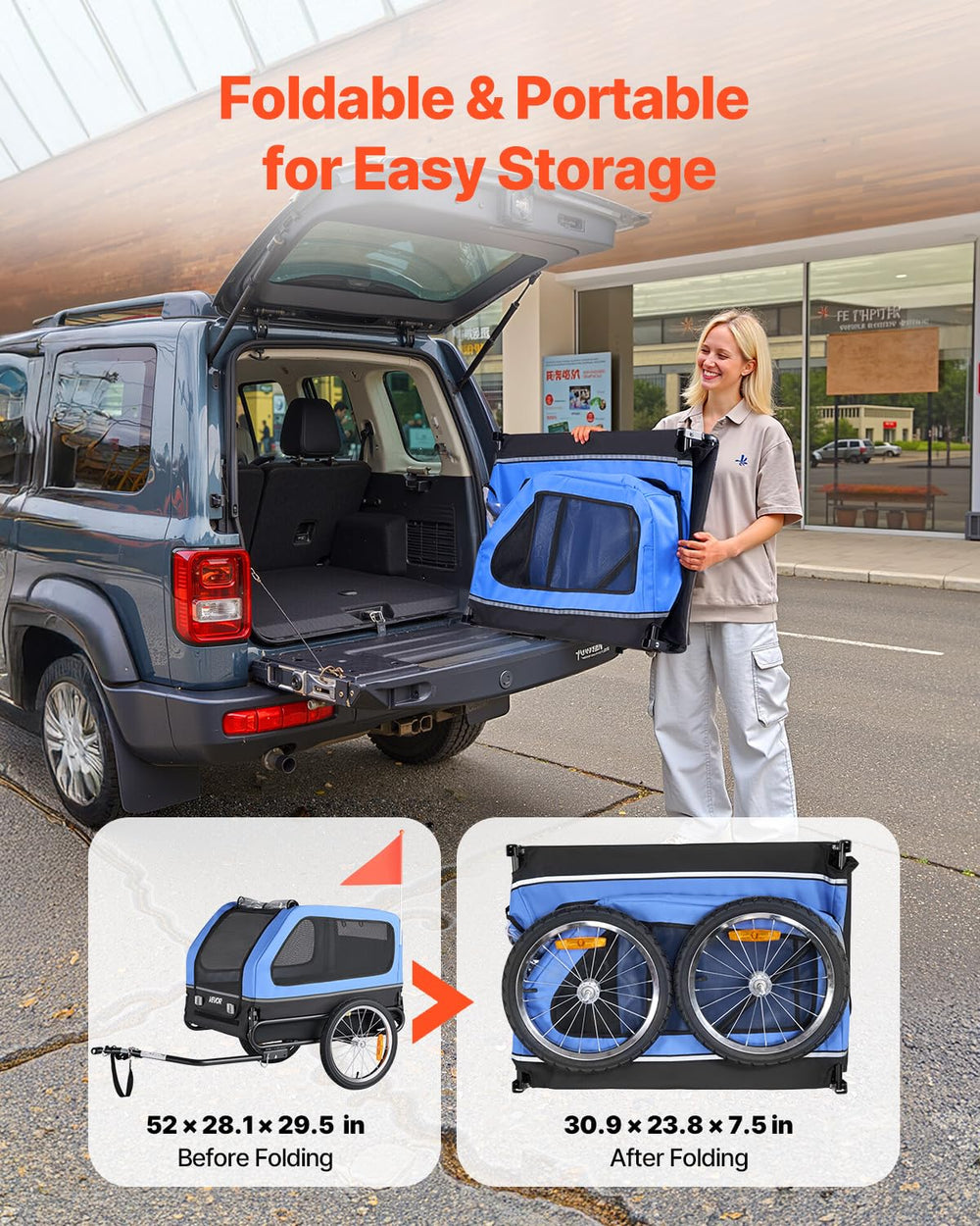 VEVOR Dog Bike Trailer rear reflector and flag boost visibility on roads