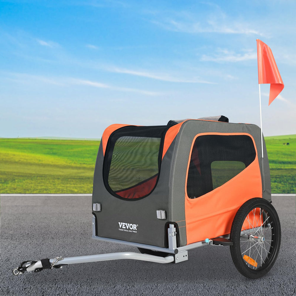 VEVOR Dog Bike Trailer reflectors and flag boost visibility on roads