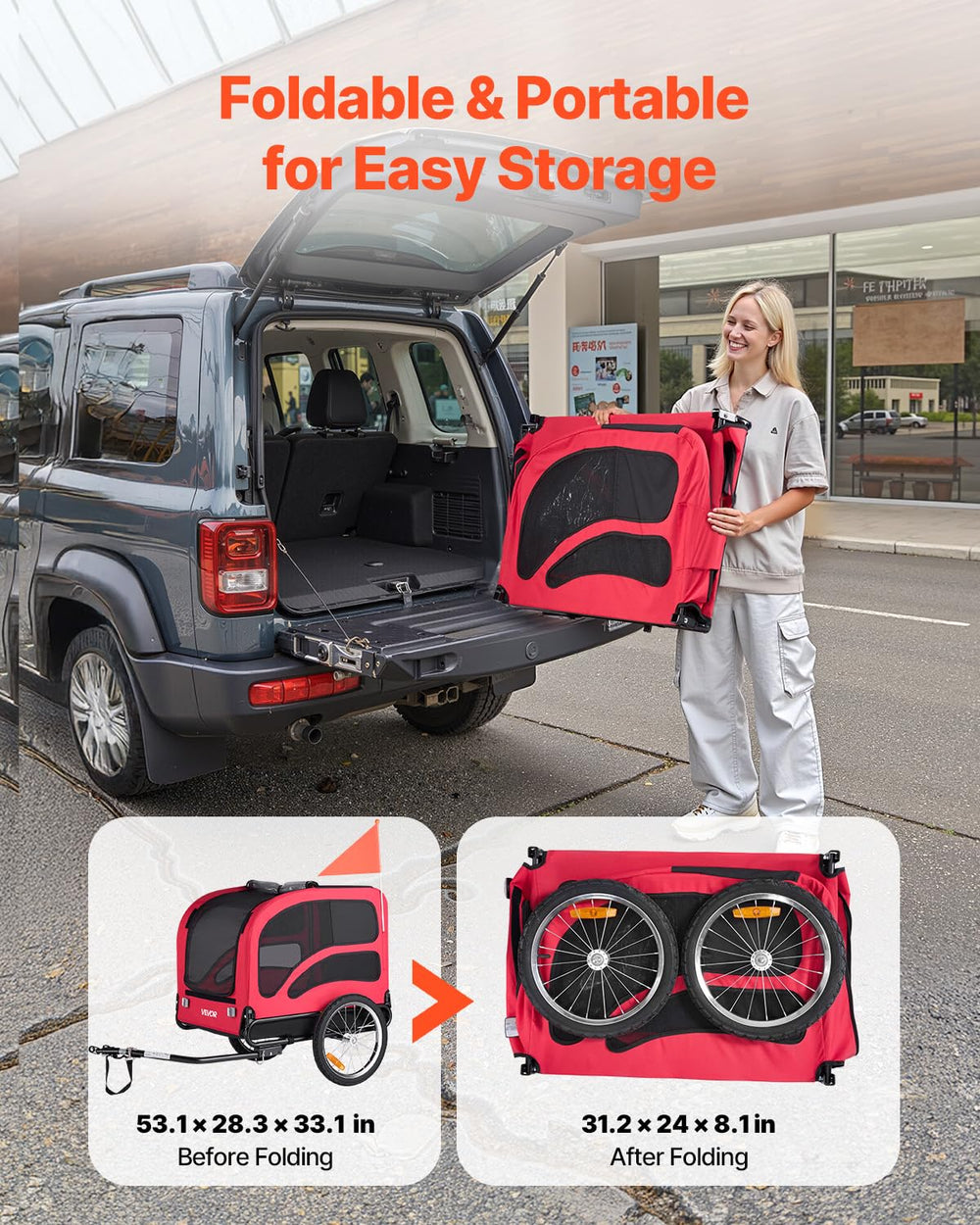 VEVOR dog trailer reinforced steel frame for reliable road protection