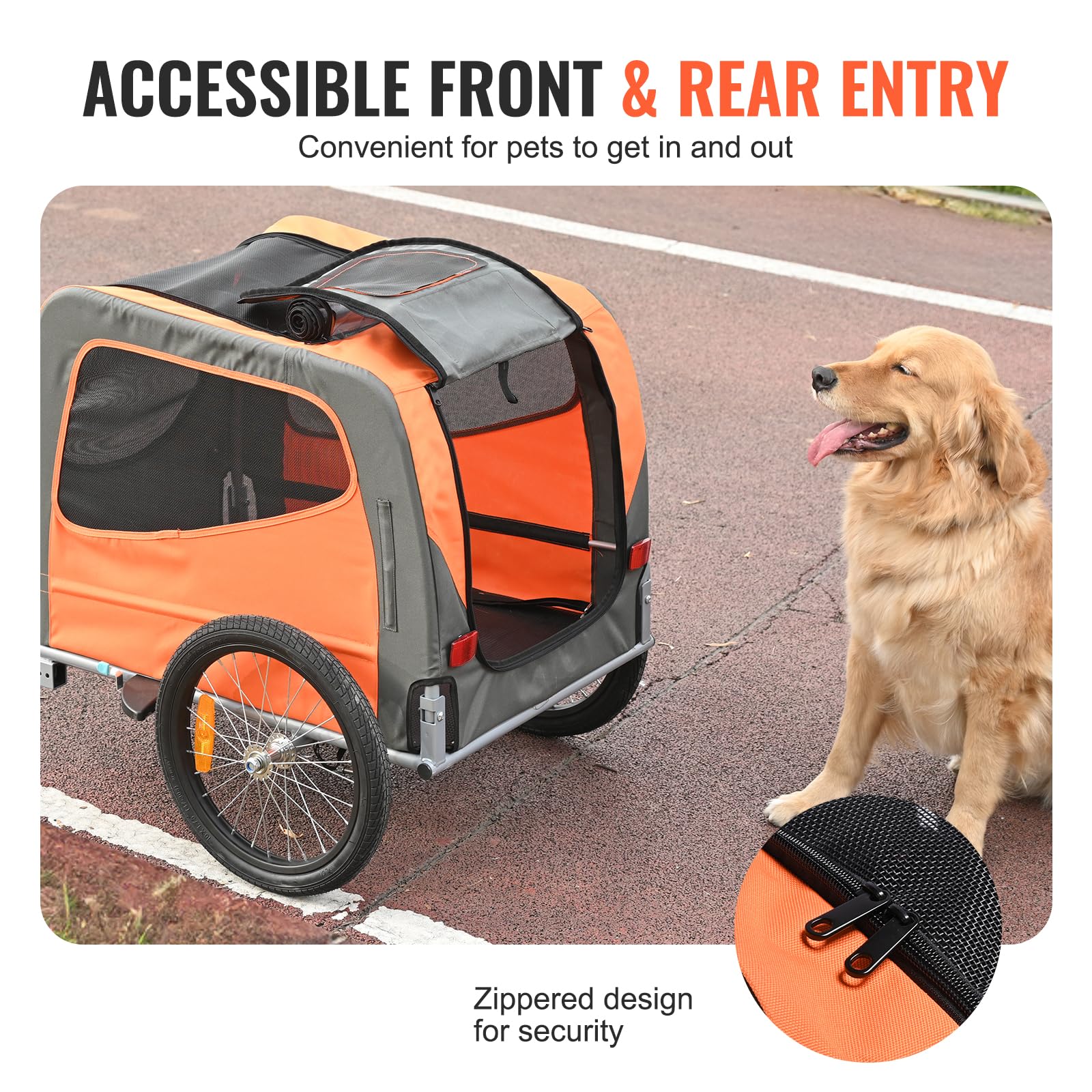 VEVOR Dog Bike Trailer removable wheels simplify setup and transport
