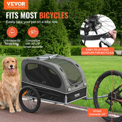 VEVOR dog bike trailer side assembly showing frame and wheels.