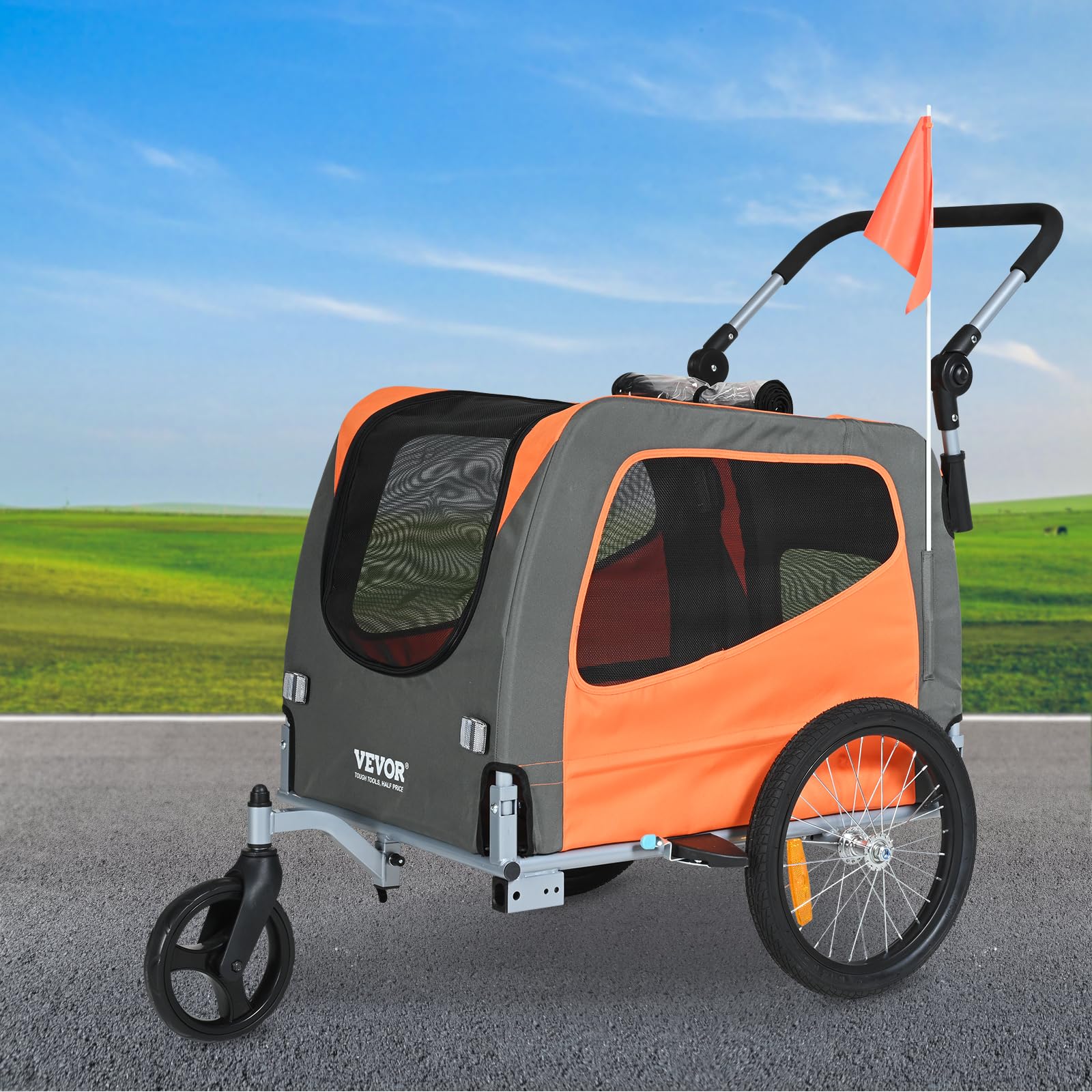 VEVOR dog bike trailer waterproof fabric protecting pets during rain