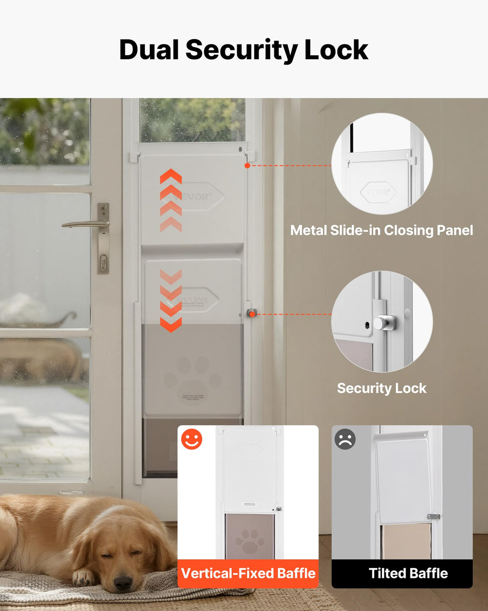 VEVOR dog door flap 10 1/4 x 16 1/4 inches for roomy passage