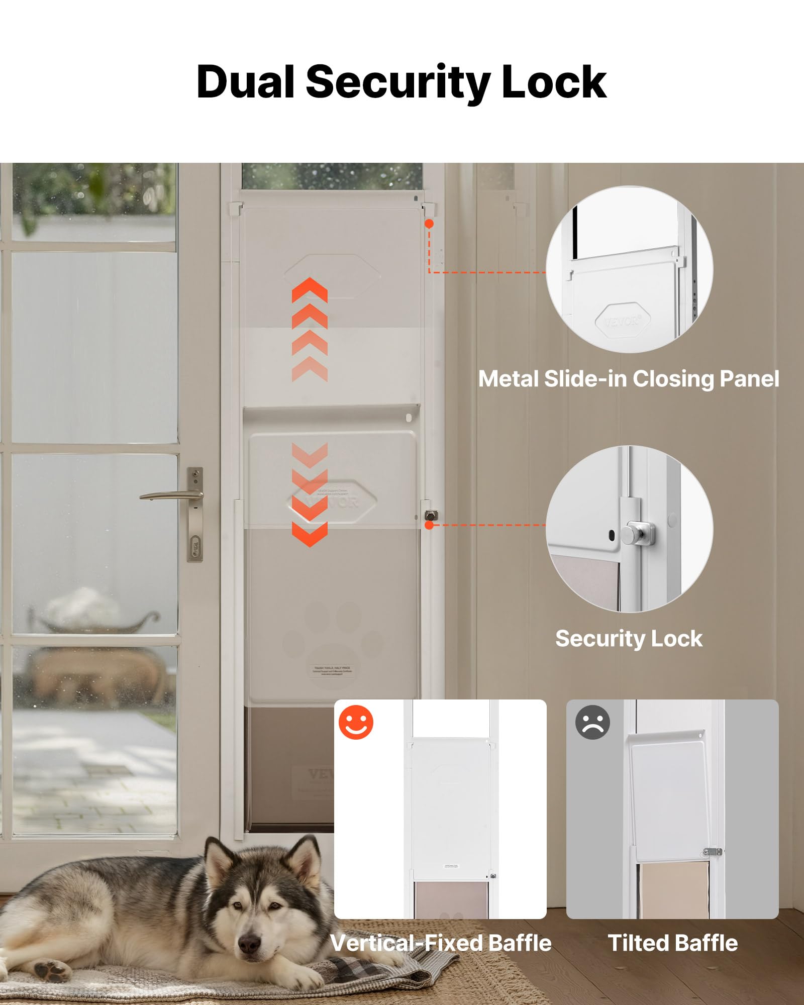 VEVOR dog door height adjustment fits 91 to 96 inch door heights