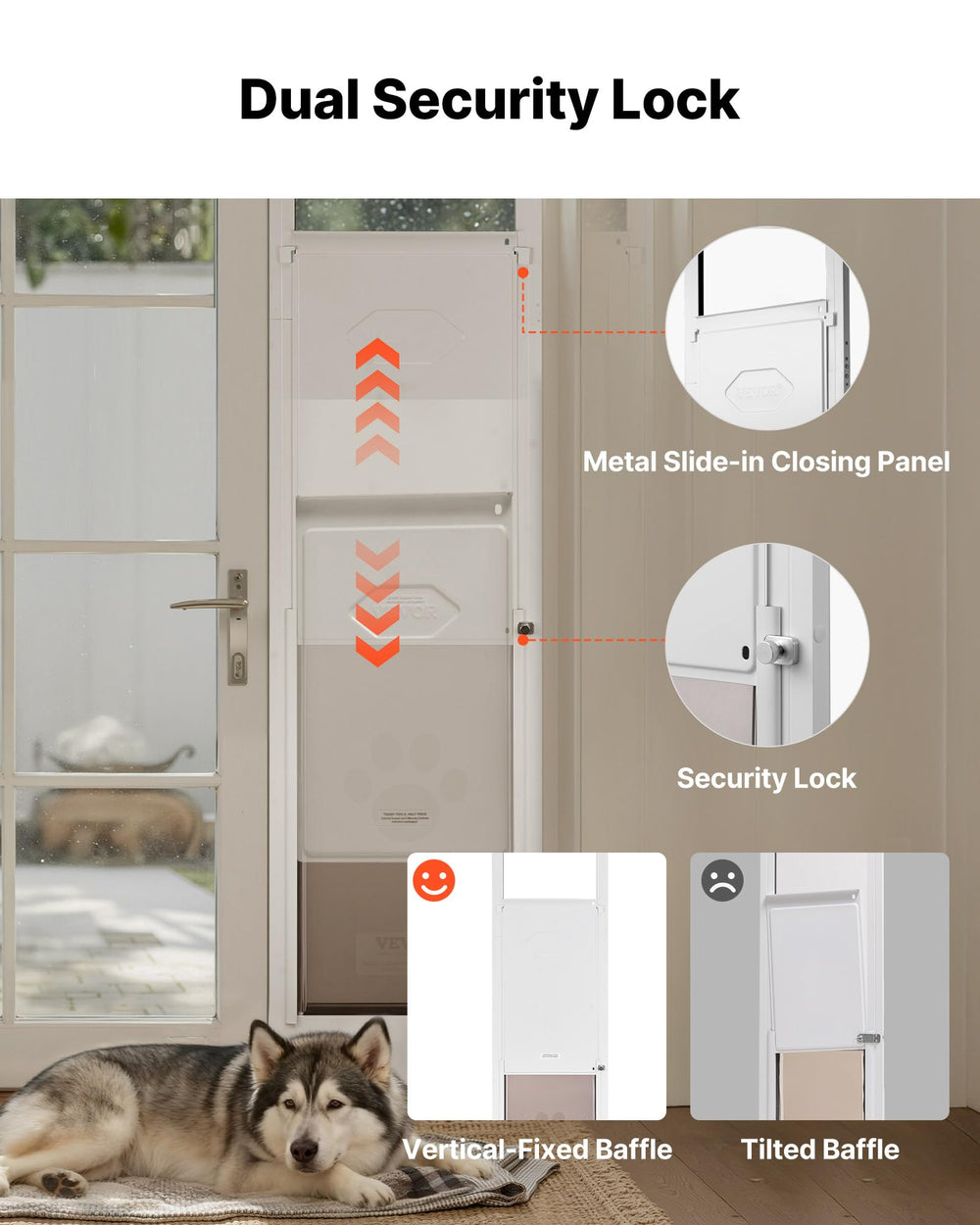 VEVOR dog door height adjustment fits 91 to 96 inch door heights