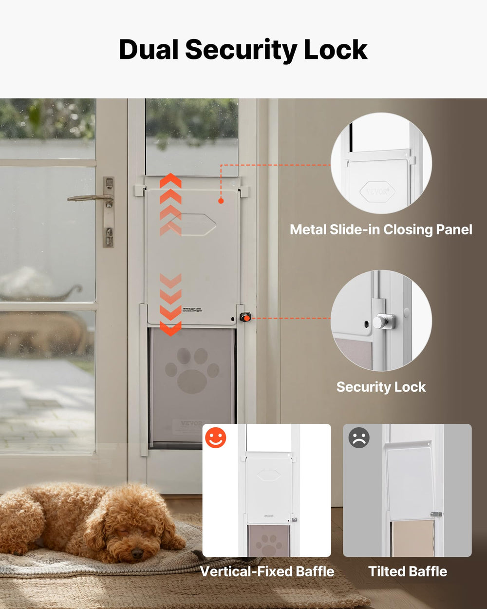 VEVOR dog door metal hinges rotated for smooth operation and durability