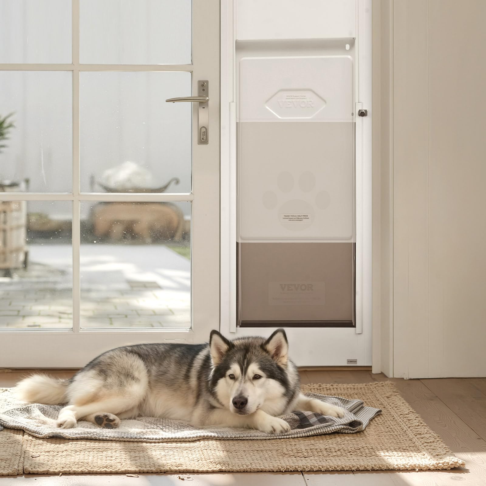 VEVOR dog door features a durable tempered glass surface