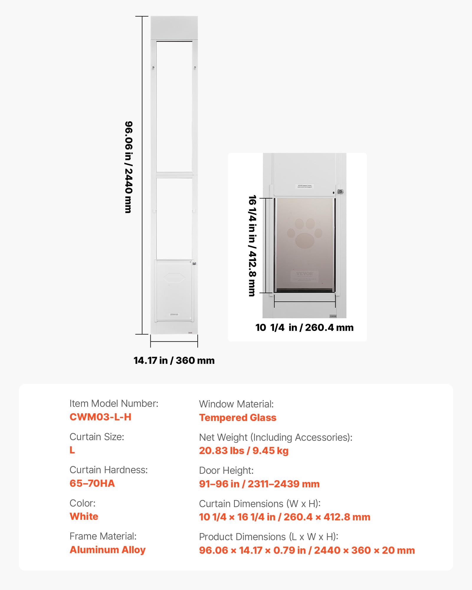 VEVOR dog door tempered glass panel adds durability and style