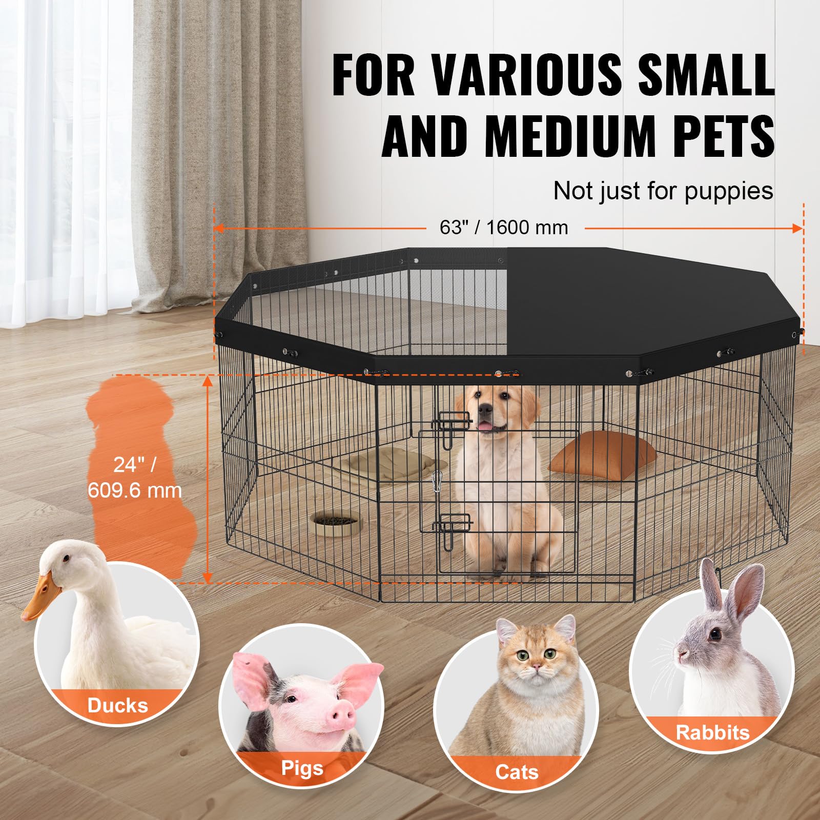 VEVOR foldable dog pen transport shows easy fold and carry for travel.