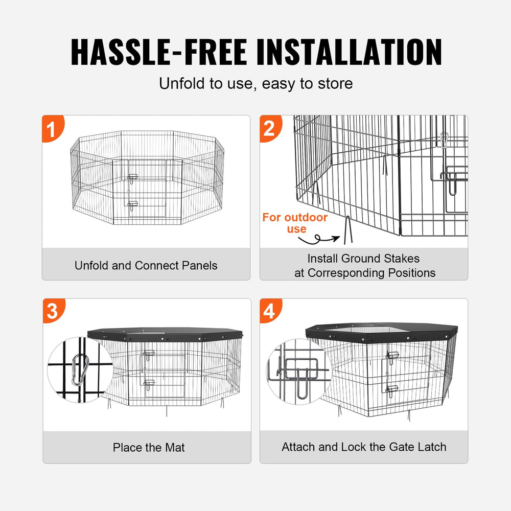 VEVOR dog pen open gate latch emphasizes double latches for added security.