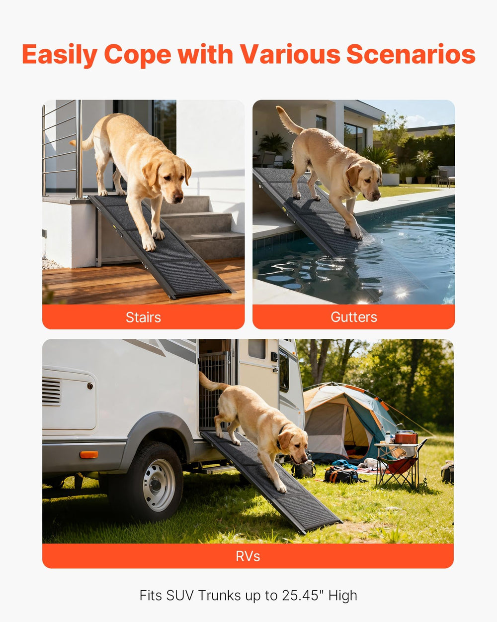 VEVOR Dog Ramp 6063 aluminum construction for durability