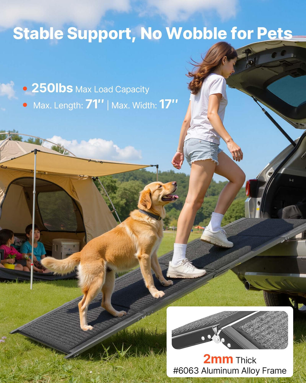 VEVOR Dog Ramp folded in trunk for compact storage