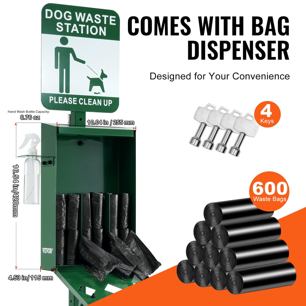 VEVOR dog waste station eleven-point-five-gallon trash can for outdoor use