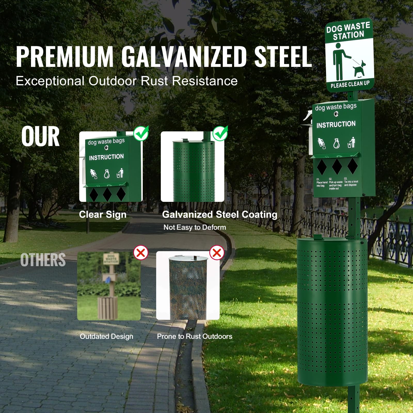VEVOR dog waste station in-ground installation for a stable outdoor setup
