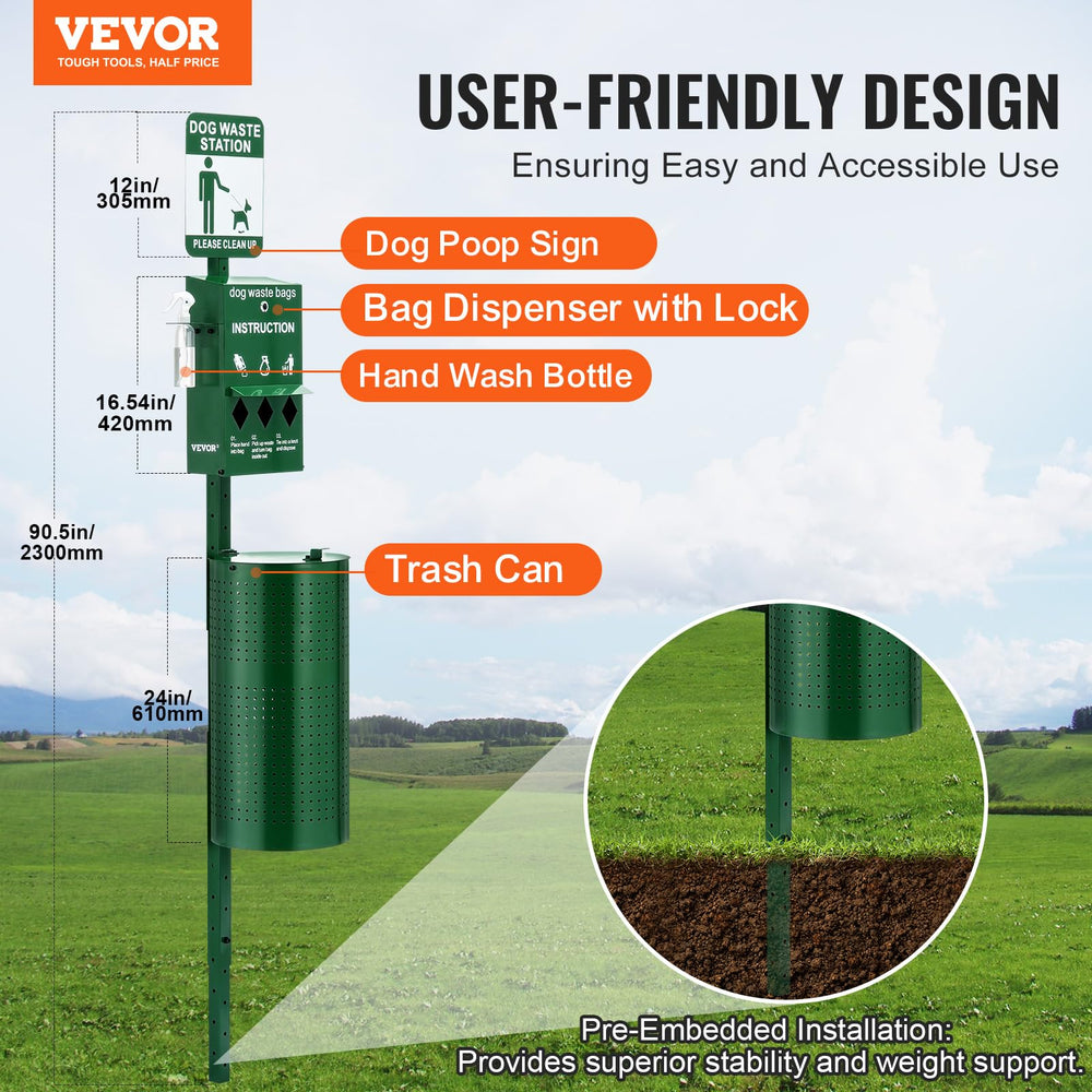 VEVOR dog waste station lockable bag dispenser for secure bag access
