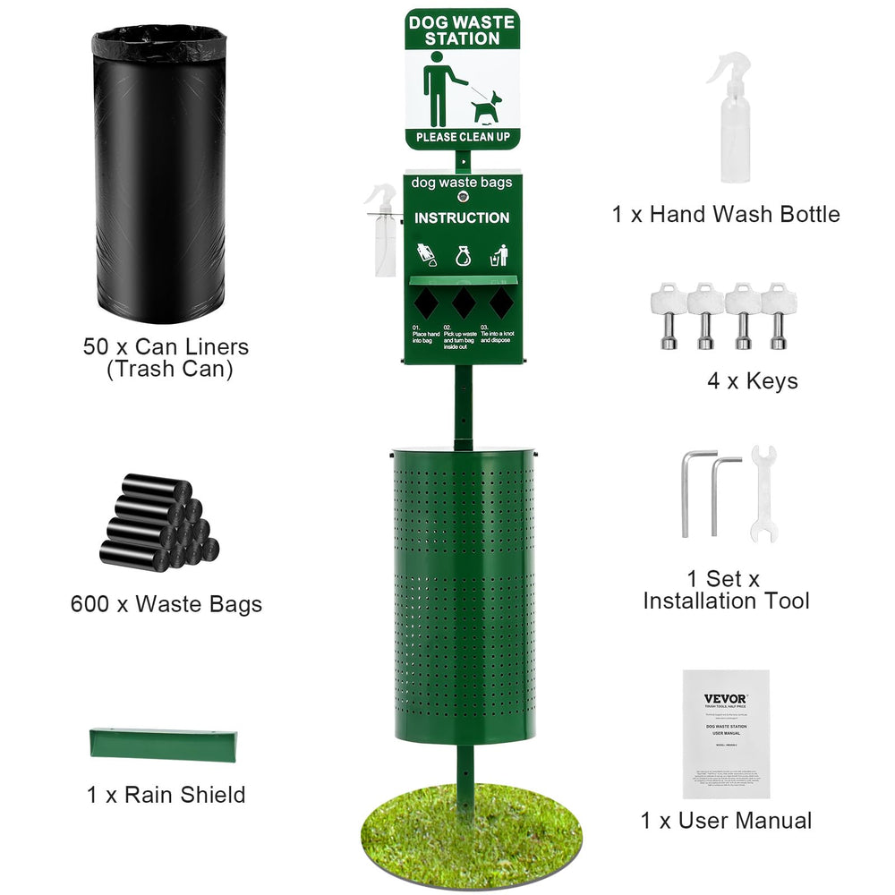 VEVOR dog waste station outdoor setup in a park demonstrates practical waste management