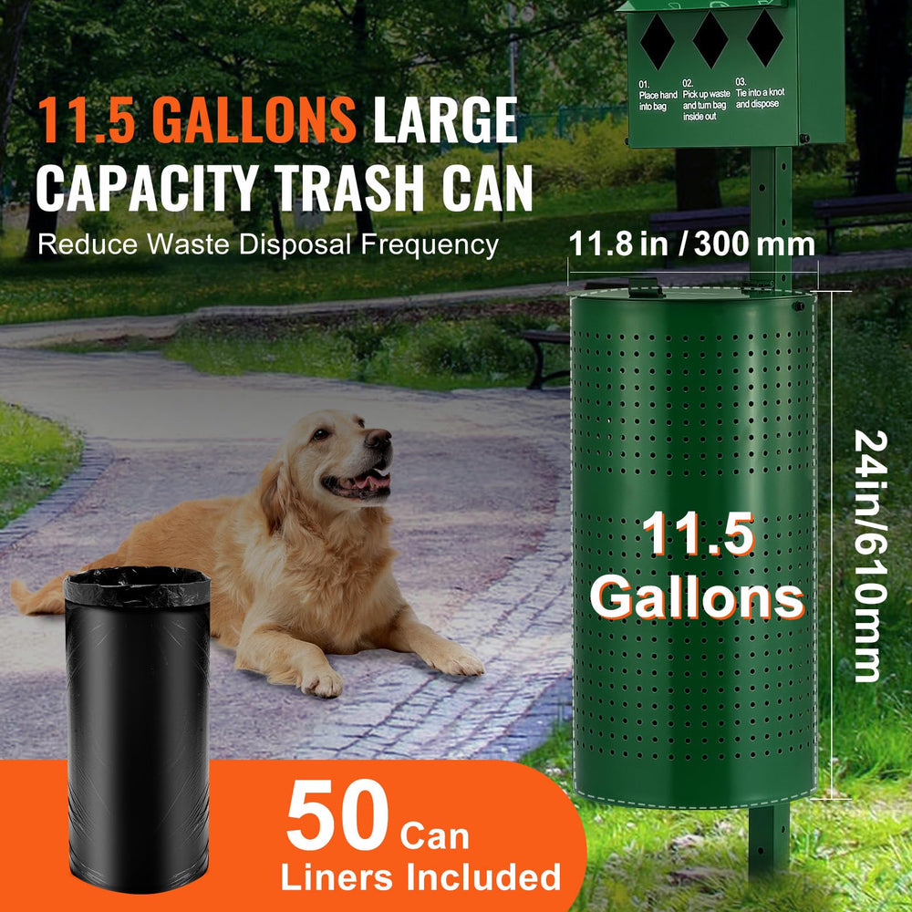 VEVOR dog waste station with six hundred waste bags ensures ongoing supply