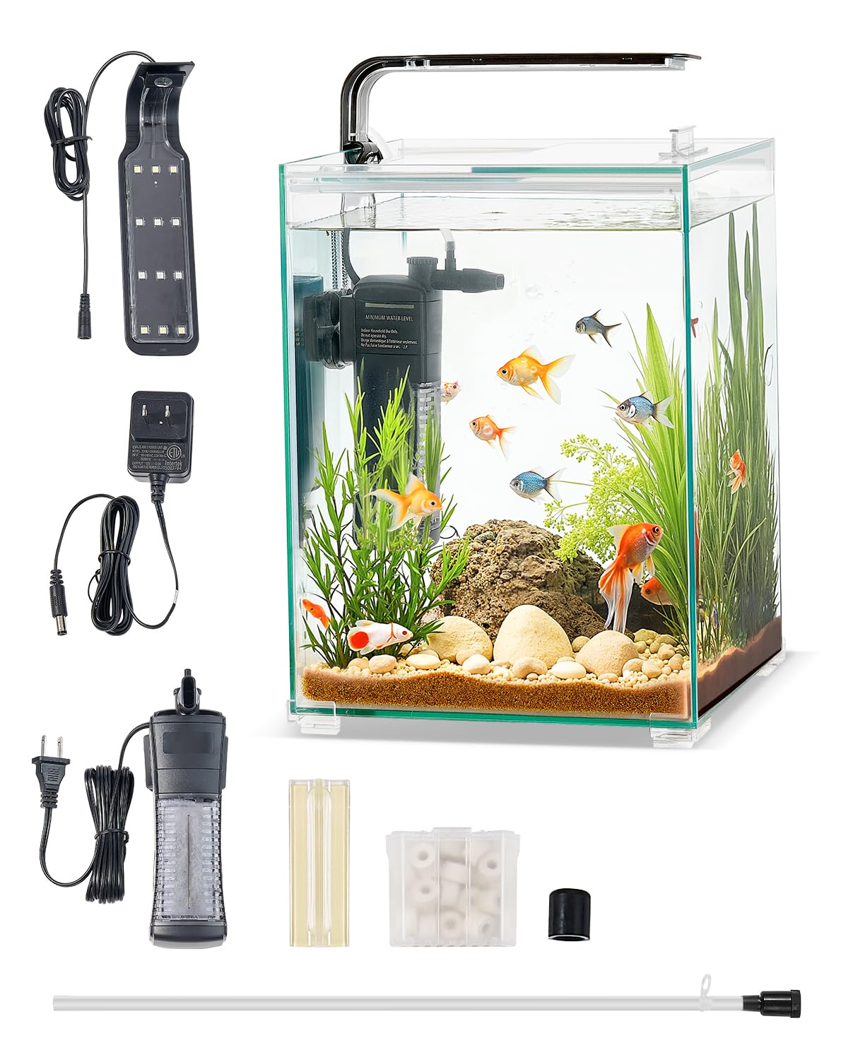 VEVOR 5-gallon square tank with ultra-clear glass for home aquariums
