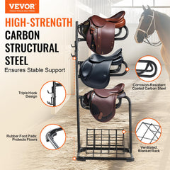 VEVOR freestanding saddle stand side view showing stable upright frame