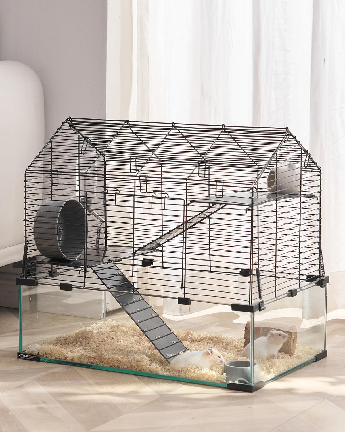 VEVOR hamster cage offers a 360-degree view for easy observation.