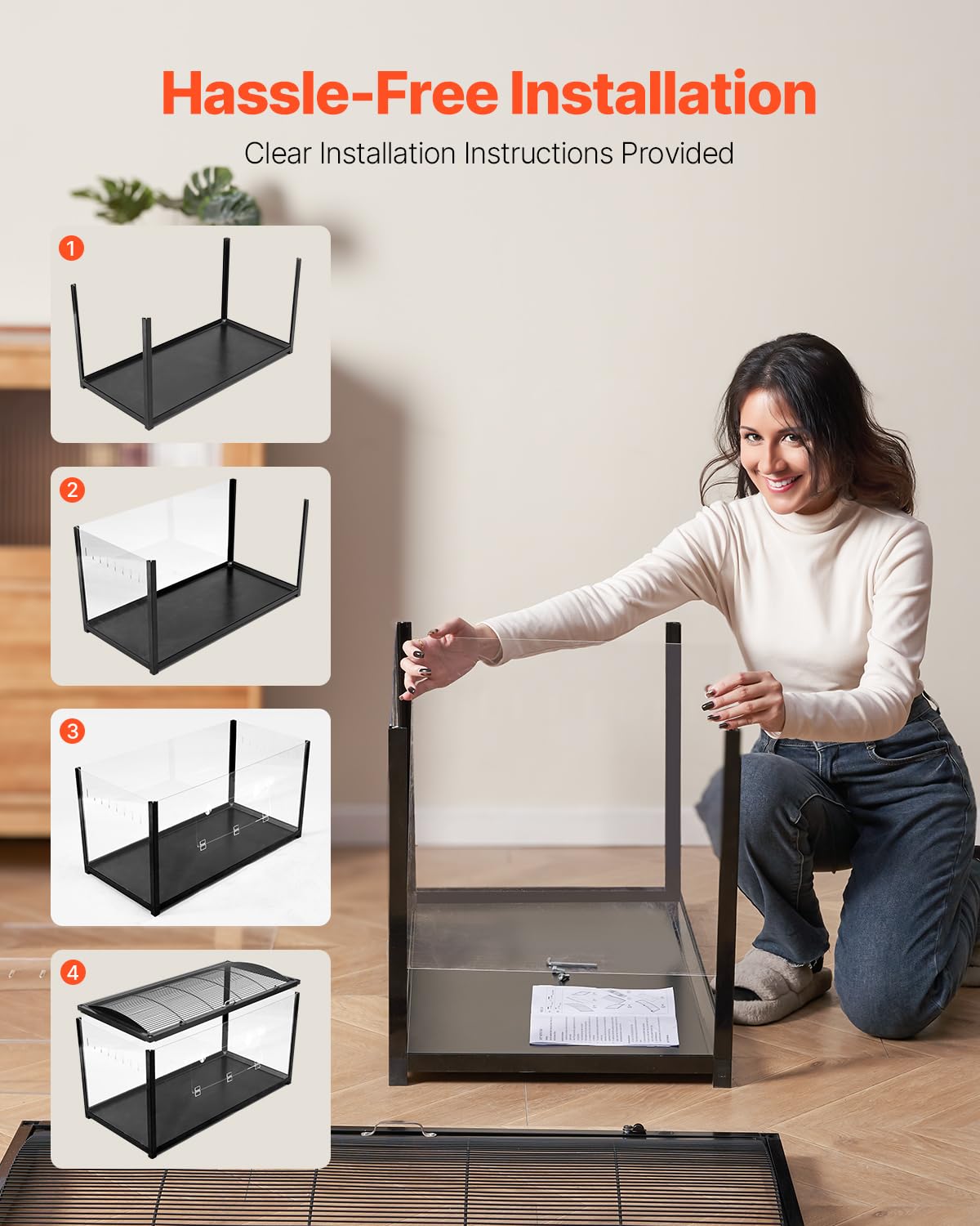 VEVOR hamster cage durable metal frame protects against chewing and wear.