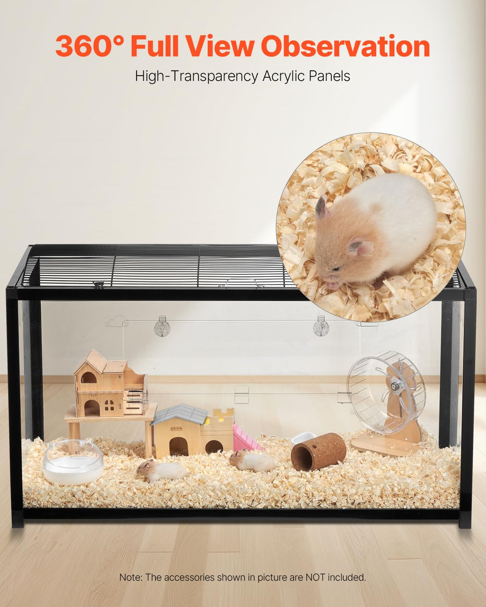 VEVOR hamster cage spacious interior supports lively exercise and rest.