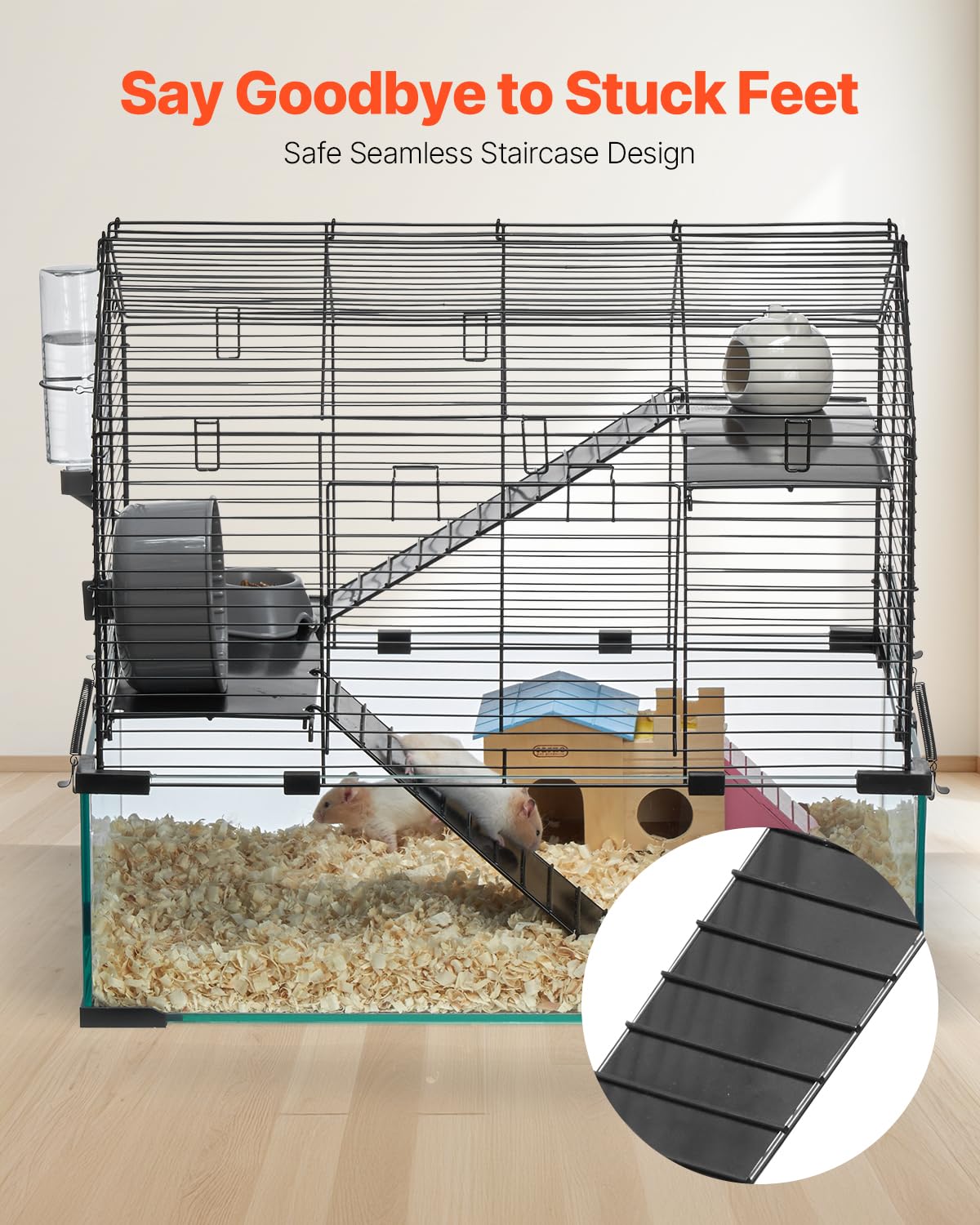 VEVOR hamster cage top ventilation holes support healthy airflow.