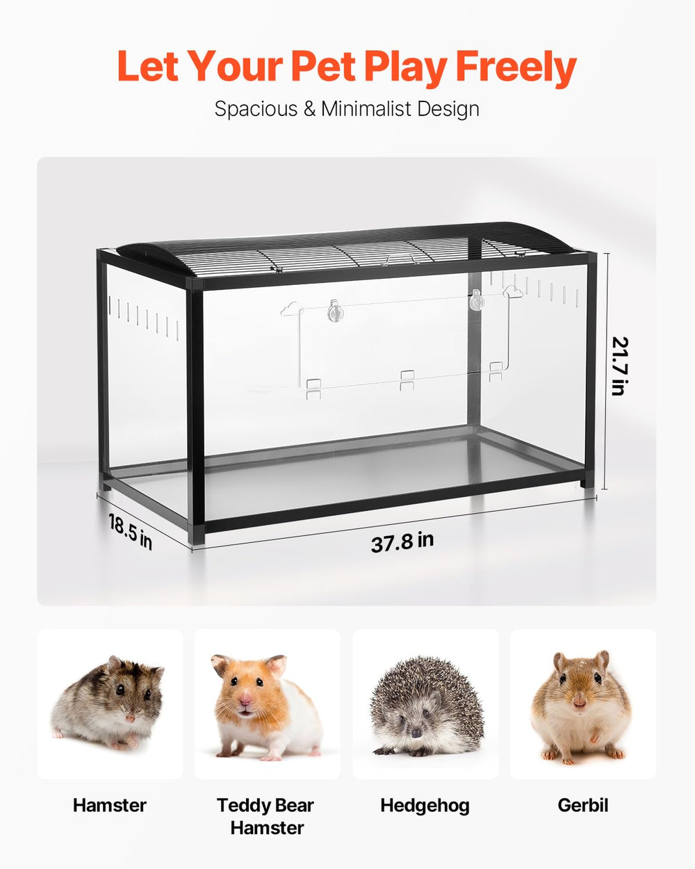 VEVOR hamster cage top ventilation provides steady air flow for comfort.