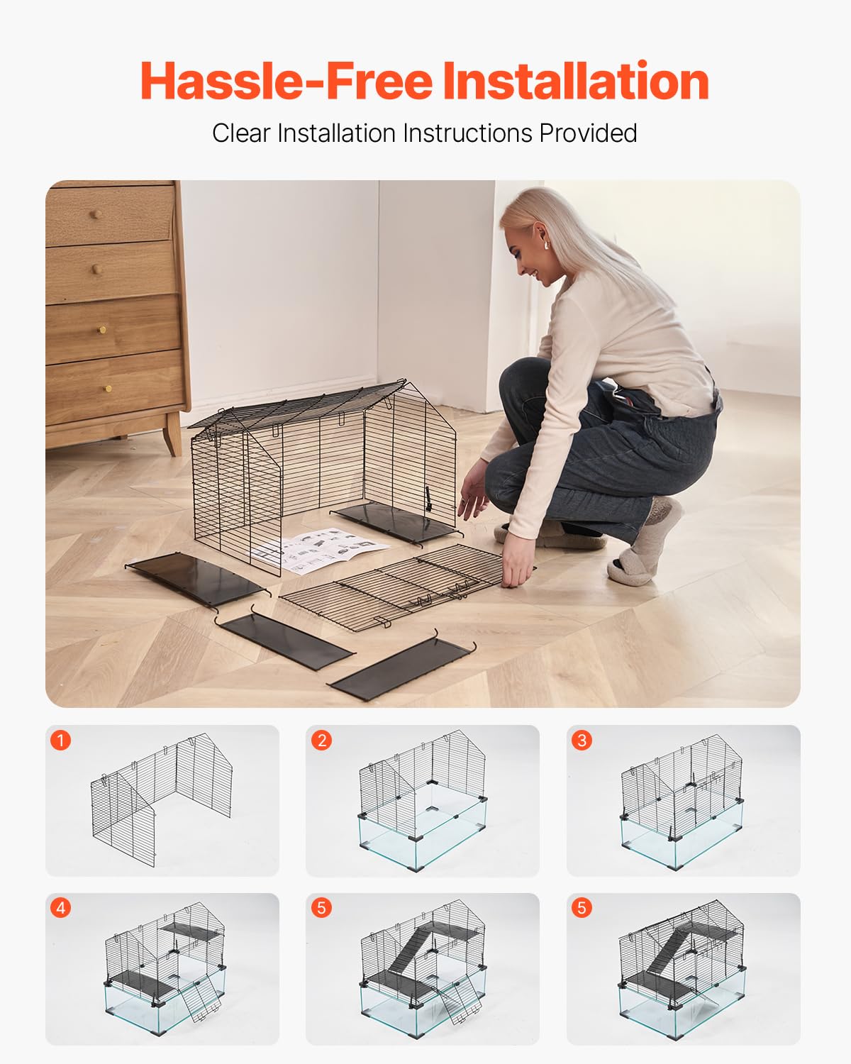 VEVOR hamster cage offers two-size options to fit your space.