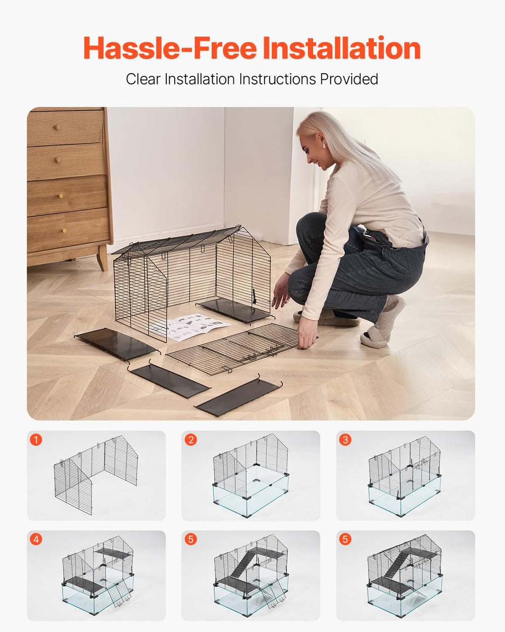 VEVOR hamster cage offers two-size options to fit your space.