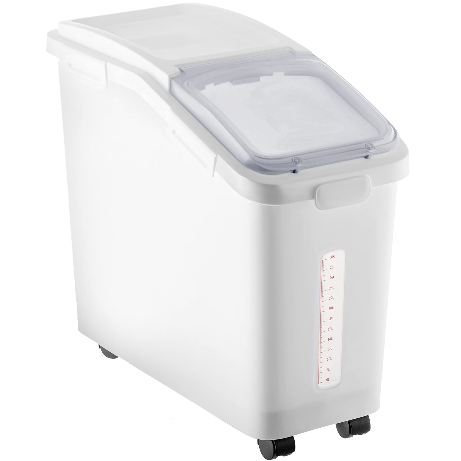 VEVOR ingredient storage bin front view with wheels for easy mobility in a kitchen