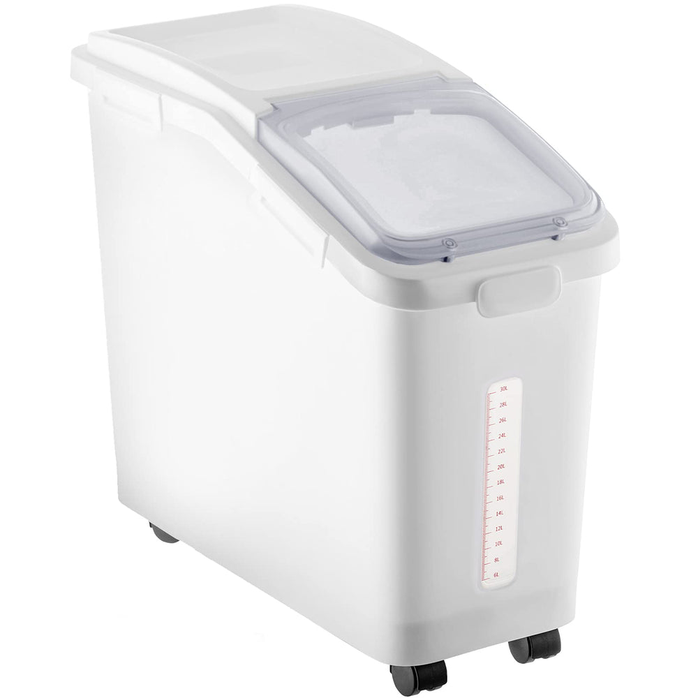 VEVOR ingredient storage bin front view with wheels for easy mobility in a kitchen