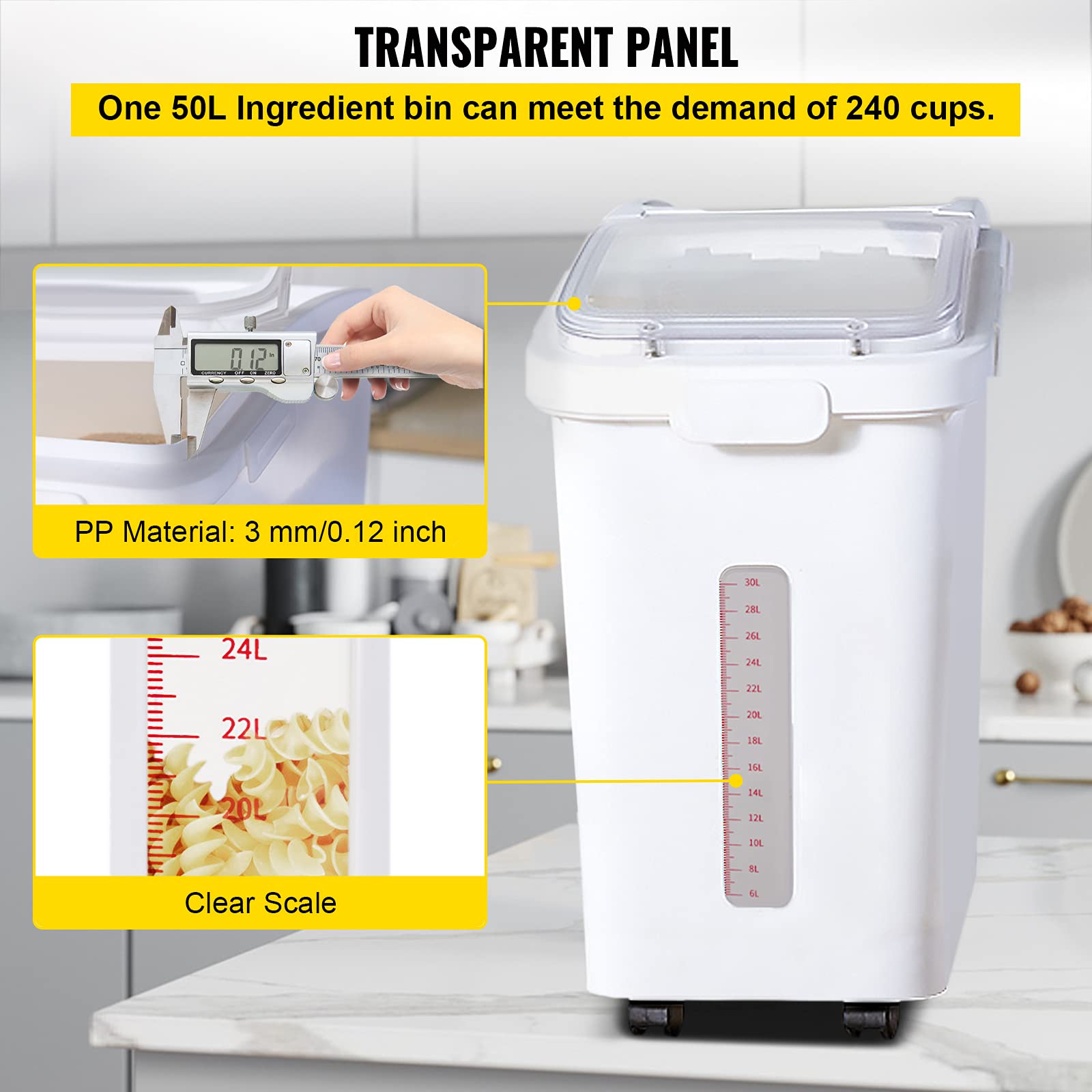 VEVOR bin triple-seal lid with magnet keeps contents secure and fresh