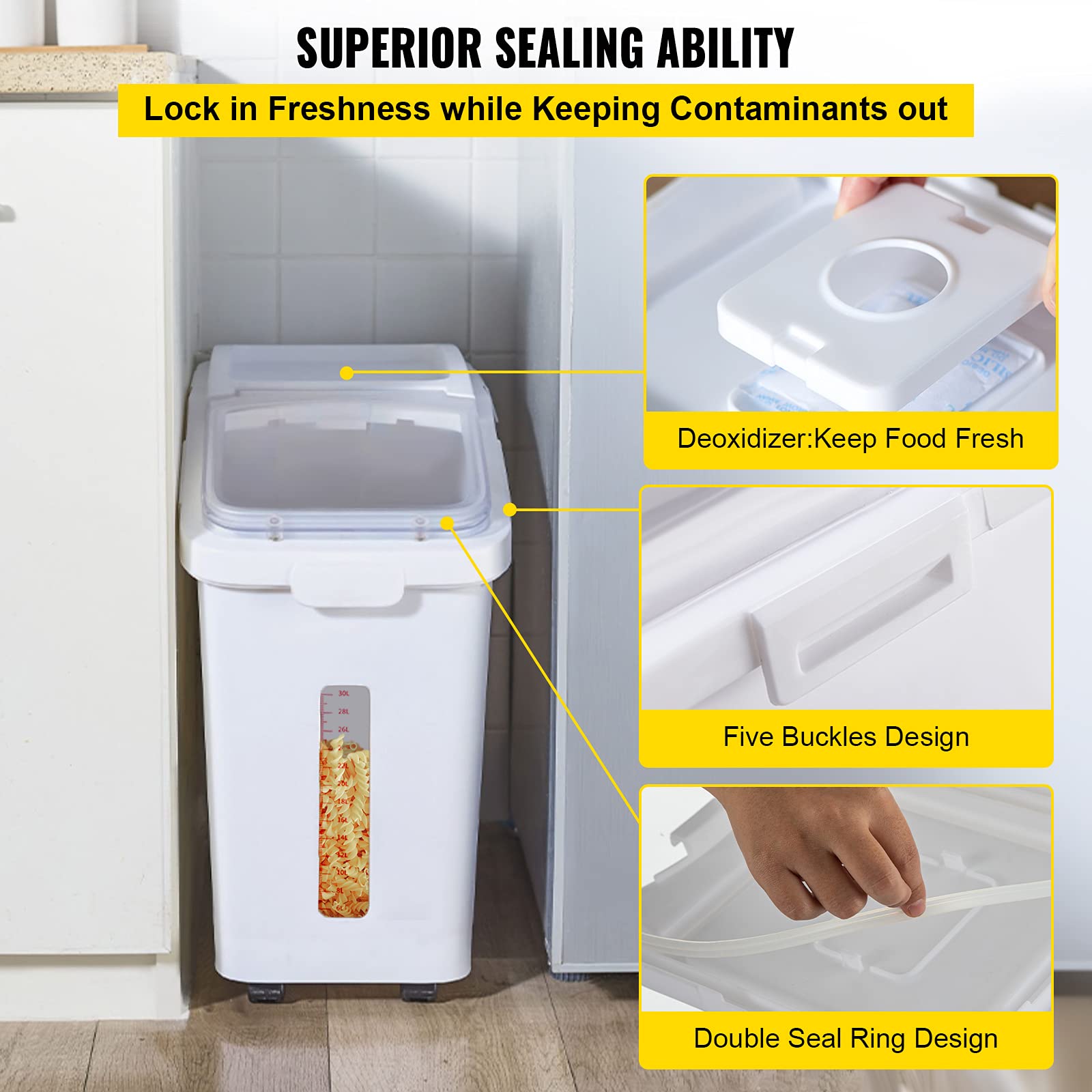 VEVOR large opening and scoop for quick access to dry goods
