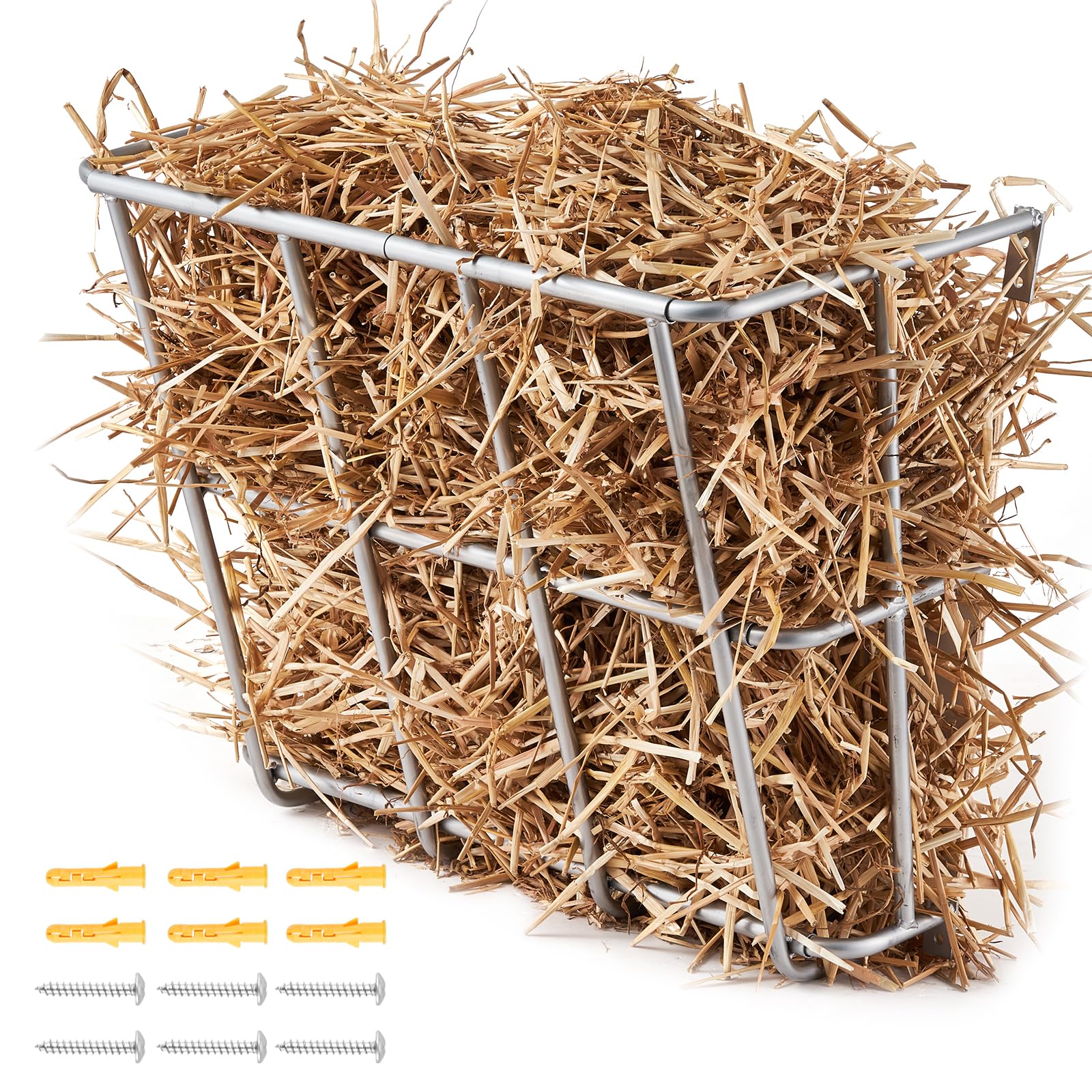 VEVOR Livestock Feeder with 18.5 gallon capacity for day-long hay.
