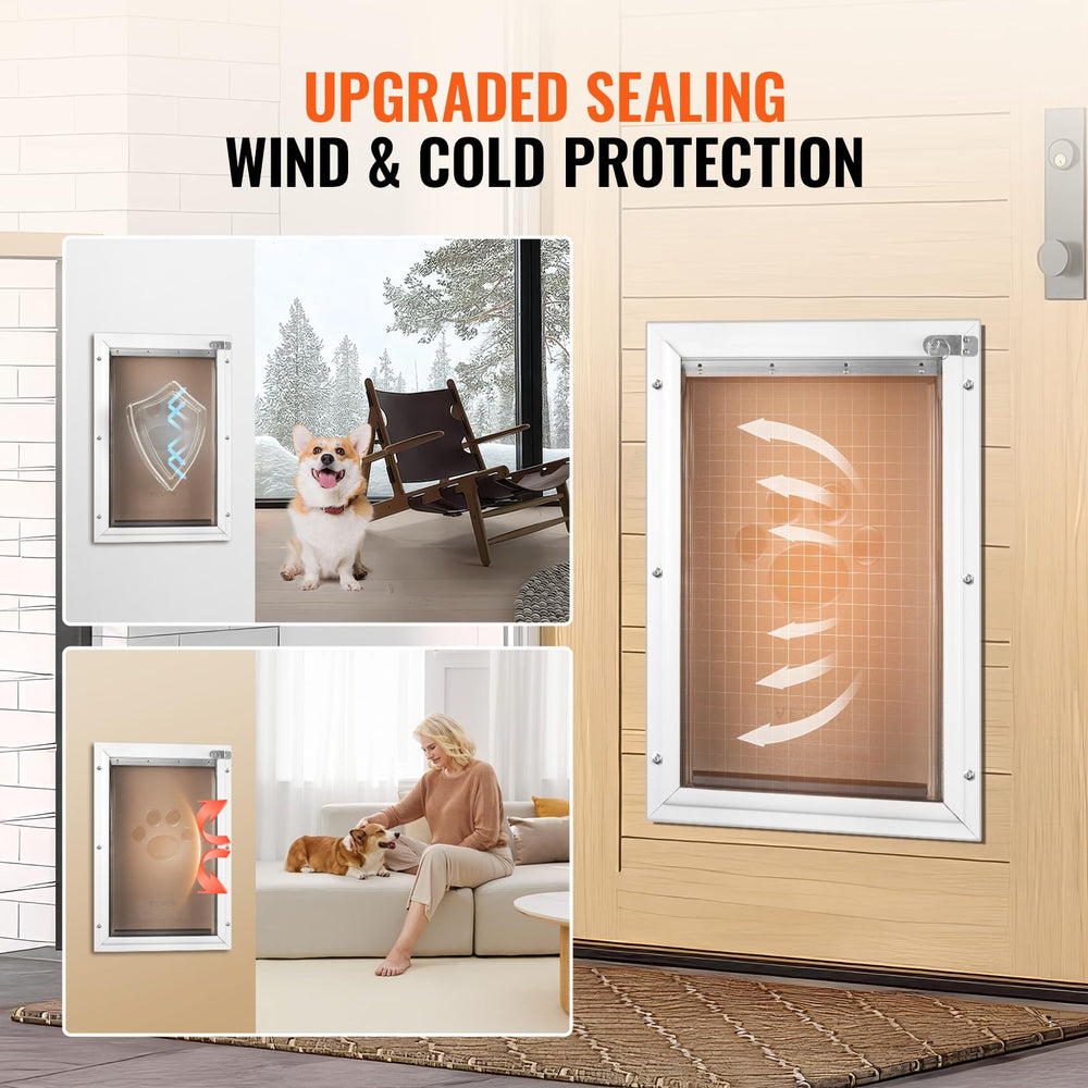 VEVOR pet door locking mechanism demonstrates added security features.