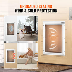 VEVOR pet door locking mechanism demonstrates added security features.