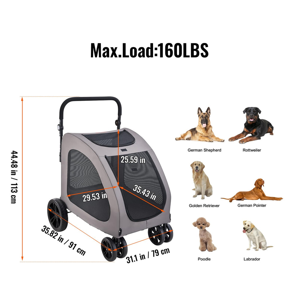 VEVOR Pet Stroller brake system for secure stops during outings