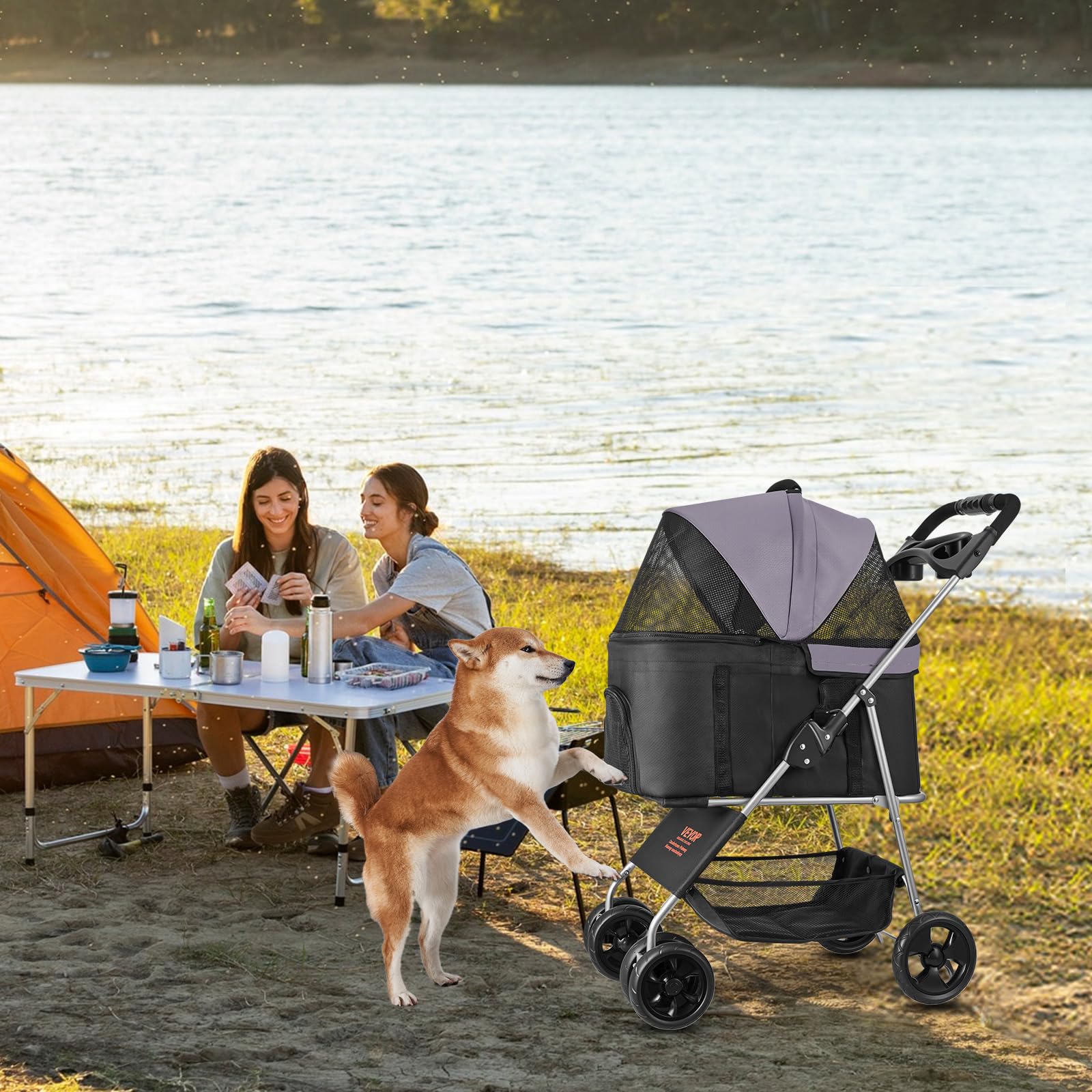 VEVOR Pet Stroller compact design fits trunks and tight spaces