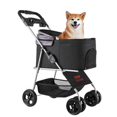 VEVOR Pet Stroller durable aluminum frame supports up to 35 pounds