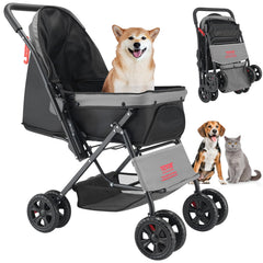 VEVOR pet stroller front view shows a roomy, secure space for small to medium pets.