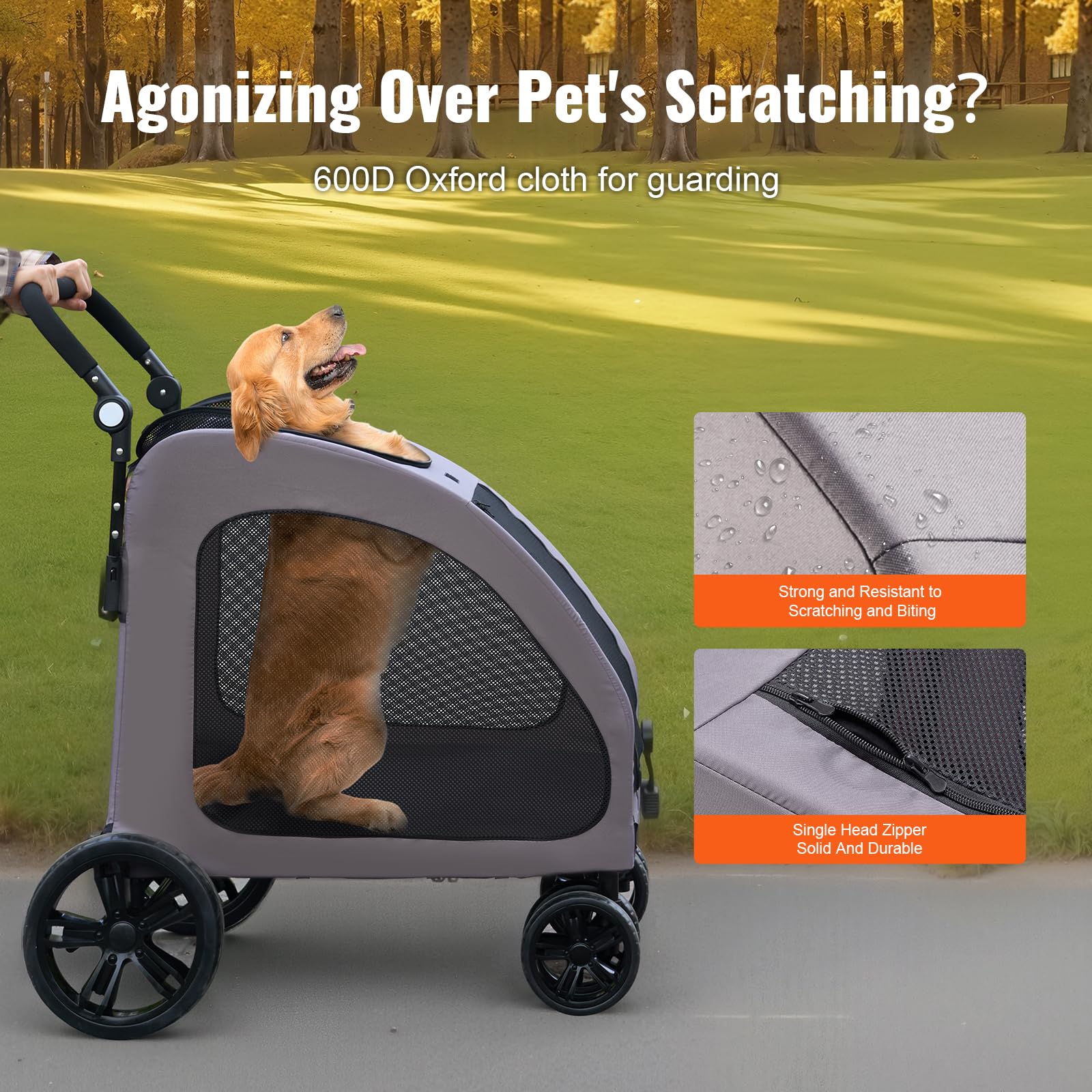 VEVOR Pet Stroller front wheels 7inch for smooth rides on sidewalks