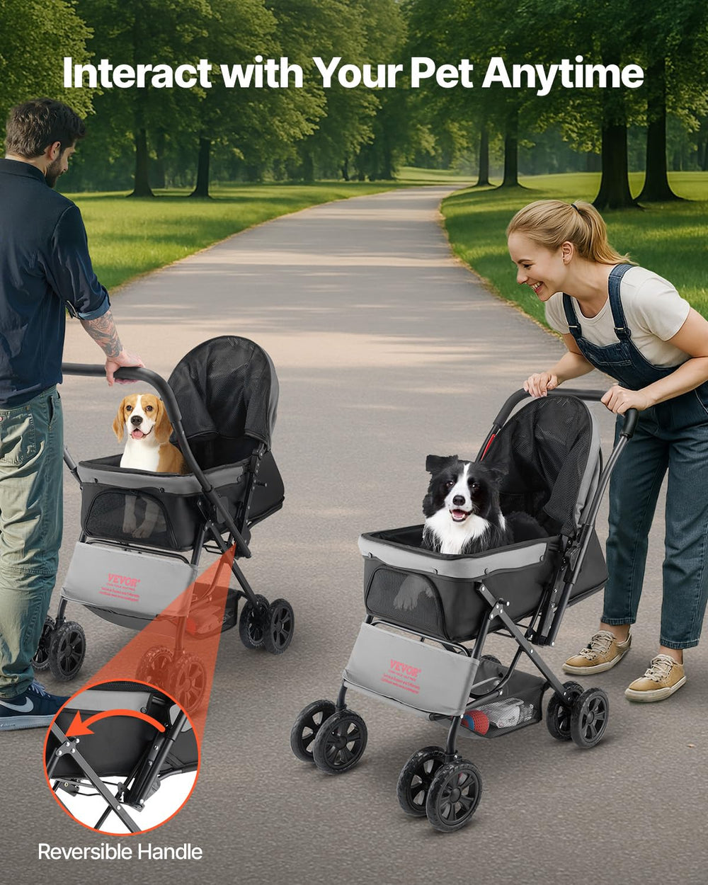 VEVOR pet stroller mesh windows close-up provides ventilation while shielding from distractions.