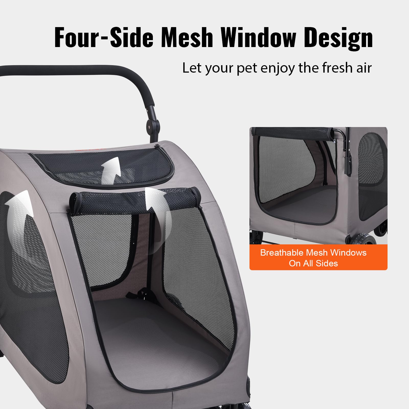 VEVOR Pet Stroller rear wheels 12inch for stable travel on uneven ground