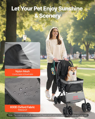 VEVOR pet stroller reverse handle highlights easy face-to-face interaction with your pet.