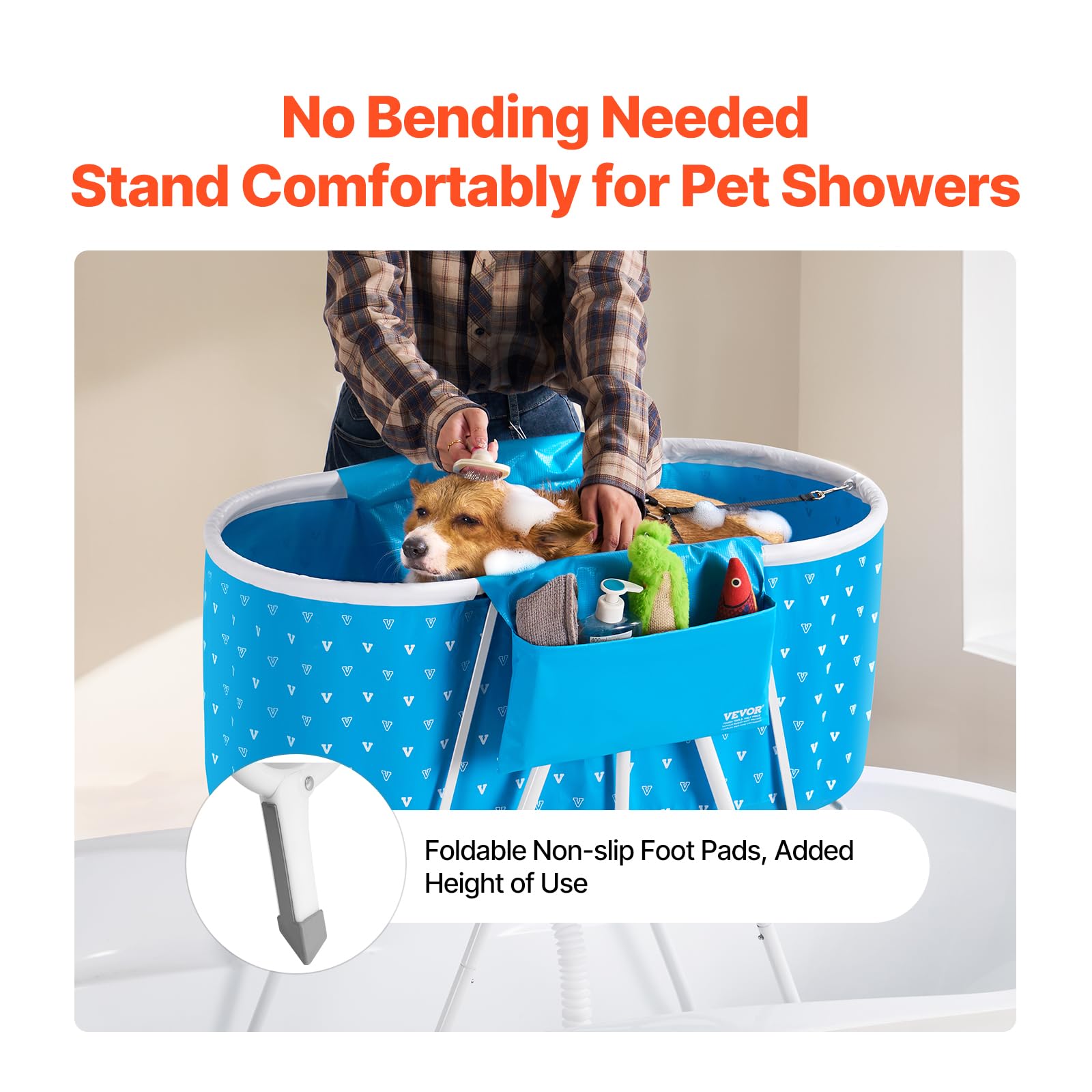 VEVOR triangular base provides stable, wobble-free bathing posture.