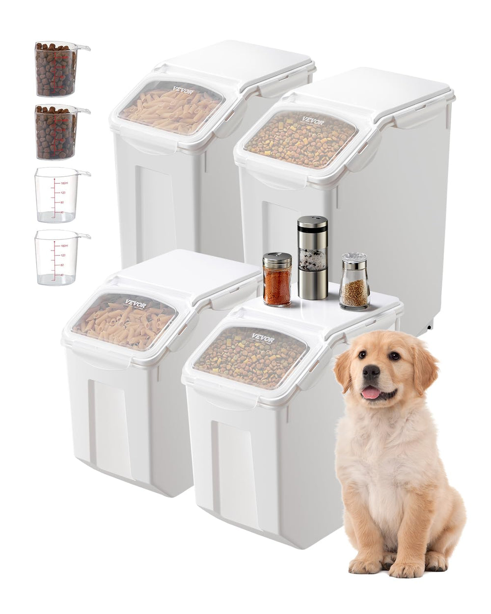 VEVOR rice storage container 15L pack shot demonstrates compact, space-saving design.