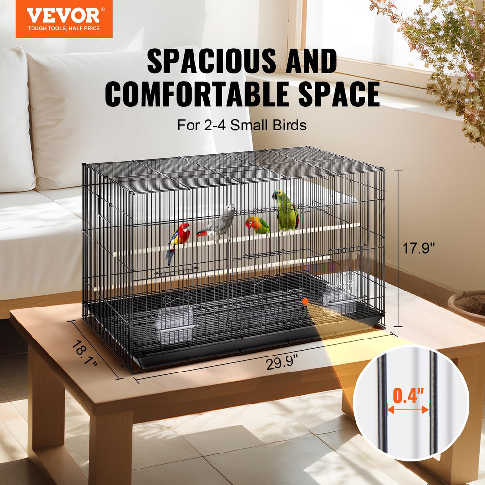 VEVOR stackable bird cage demonstrates space-saving design for compact rooms
