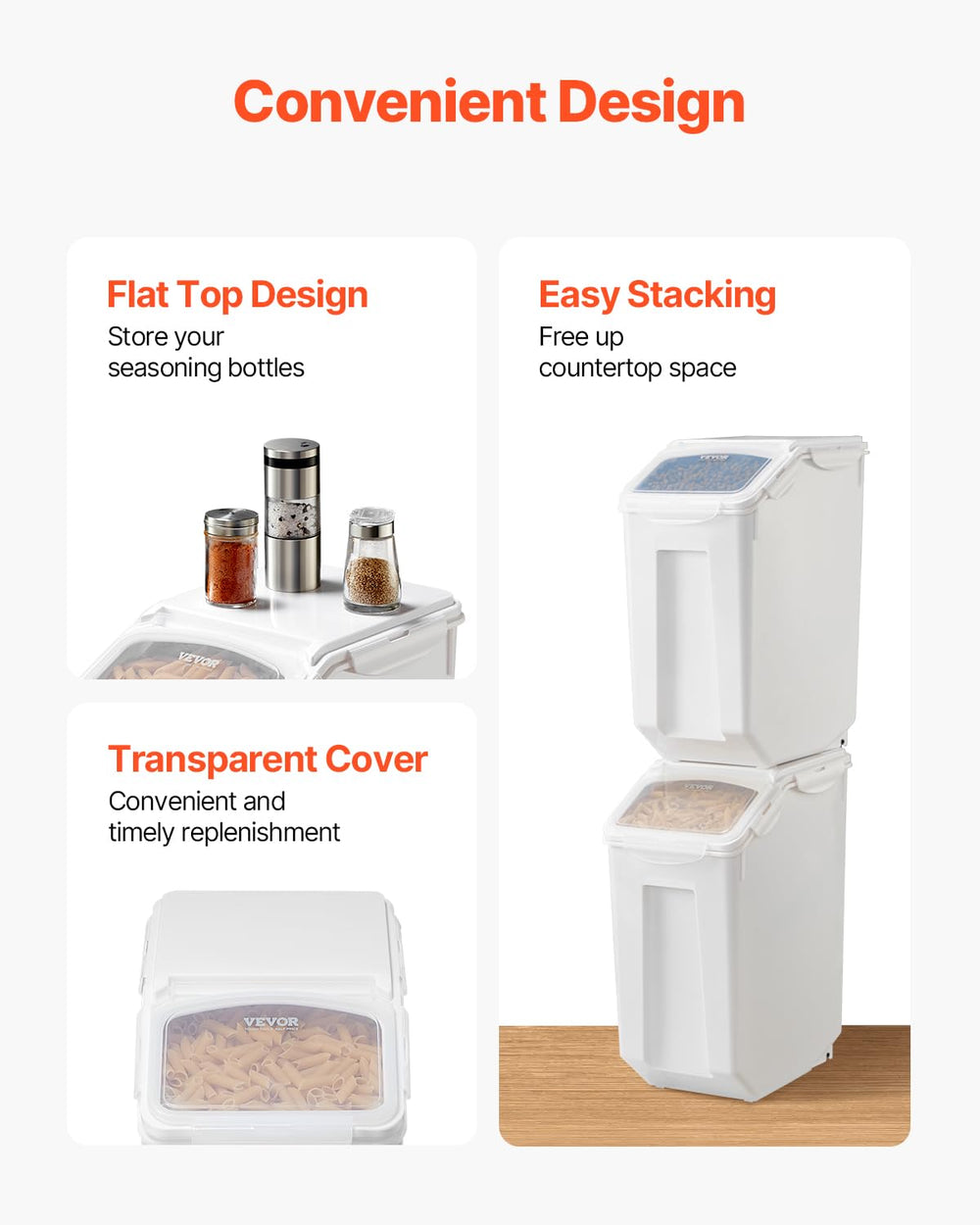 VEVOR stackable design saves space in compact kitchens